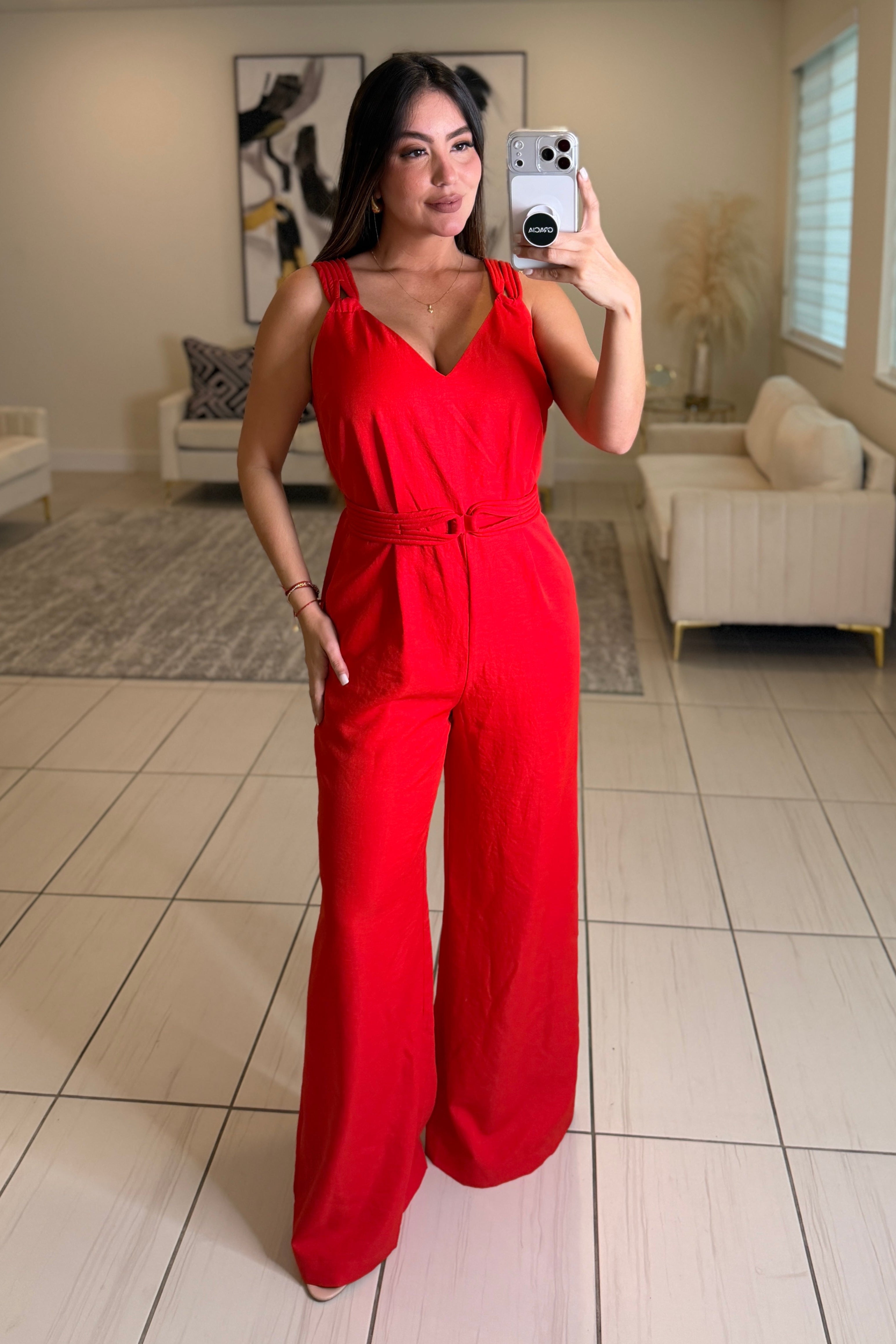 Lustre Affair Red Jumpsuit