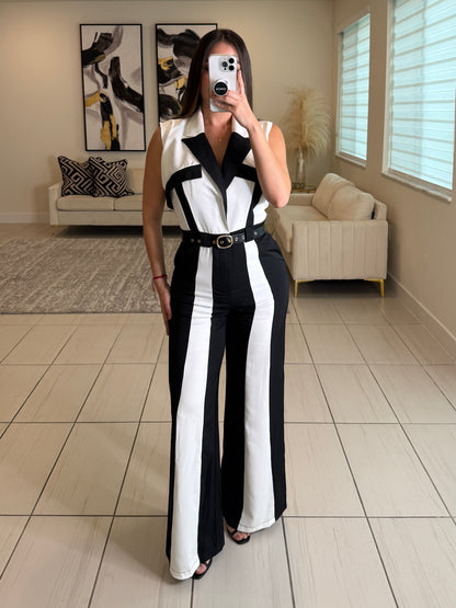 Power Lines Black and White Jumpsuit