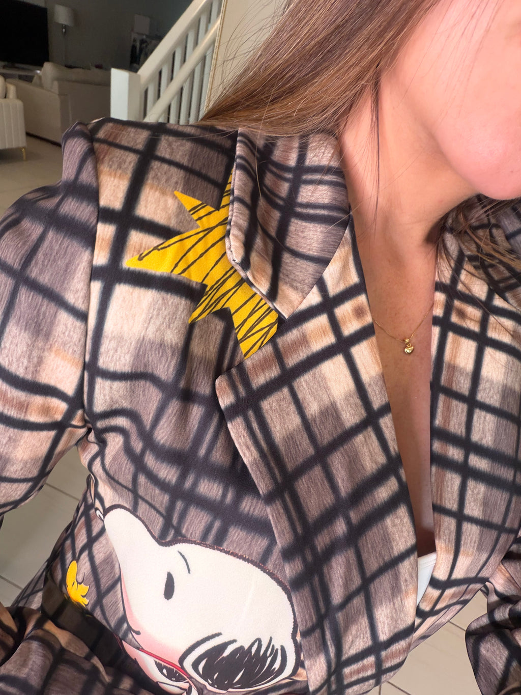 Chic Plaid Art Brown Blazer
