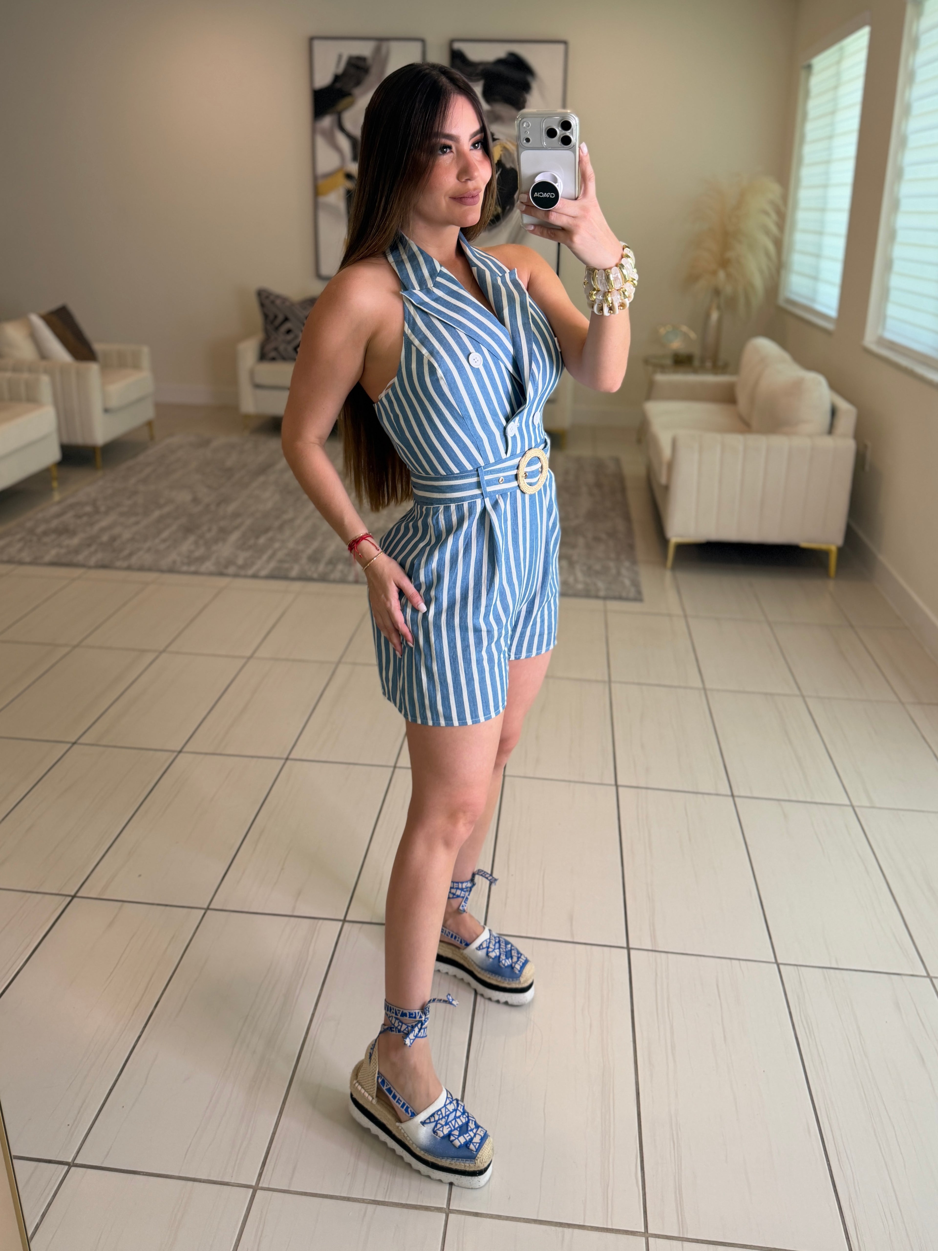 Oceana Stripes Blue Romper