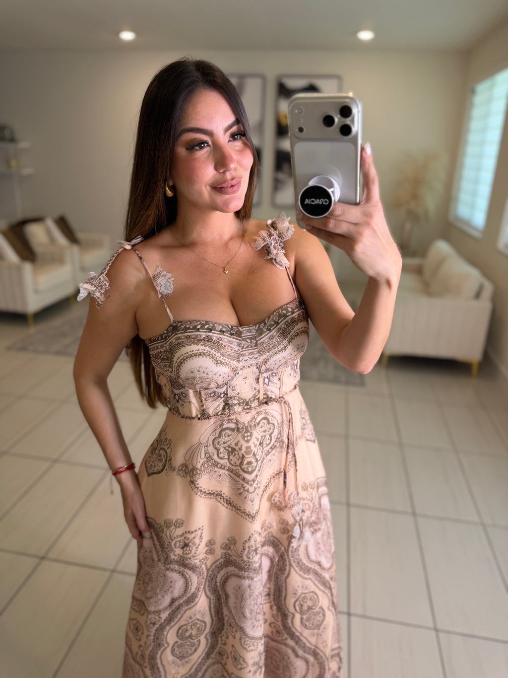 Marquise Abstract Beige Dress