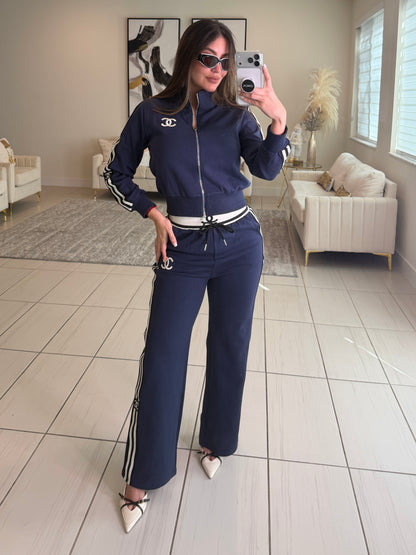 Iconic Structure Navy Blue Pant Set