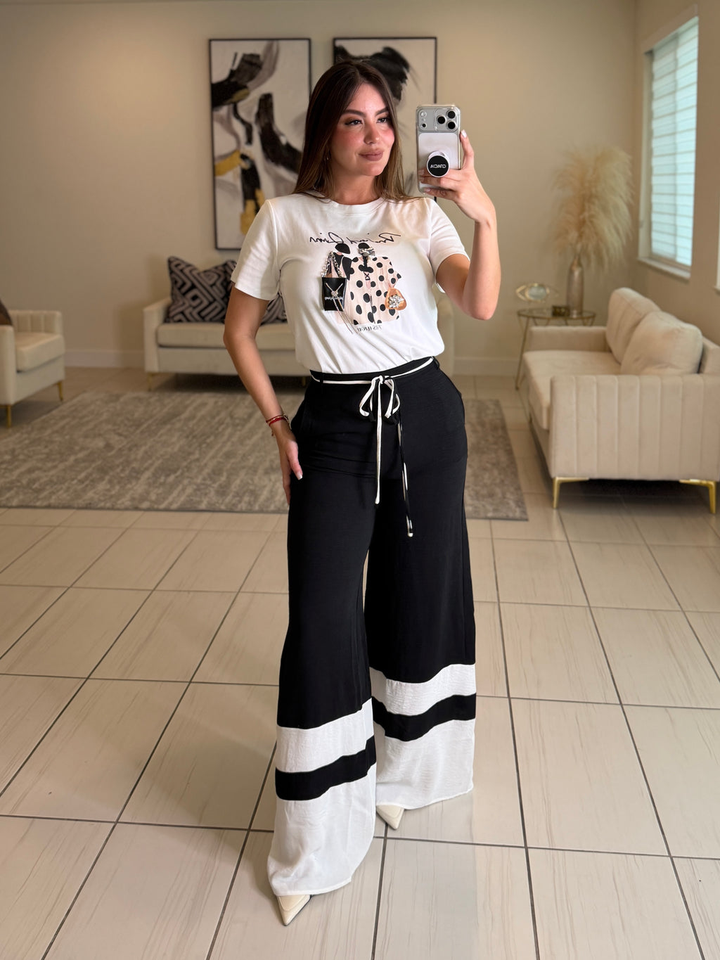 Command Attention Black Palazzo Pants
