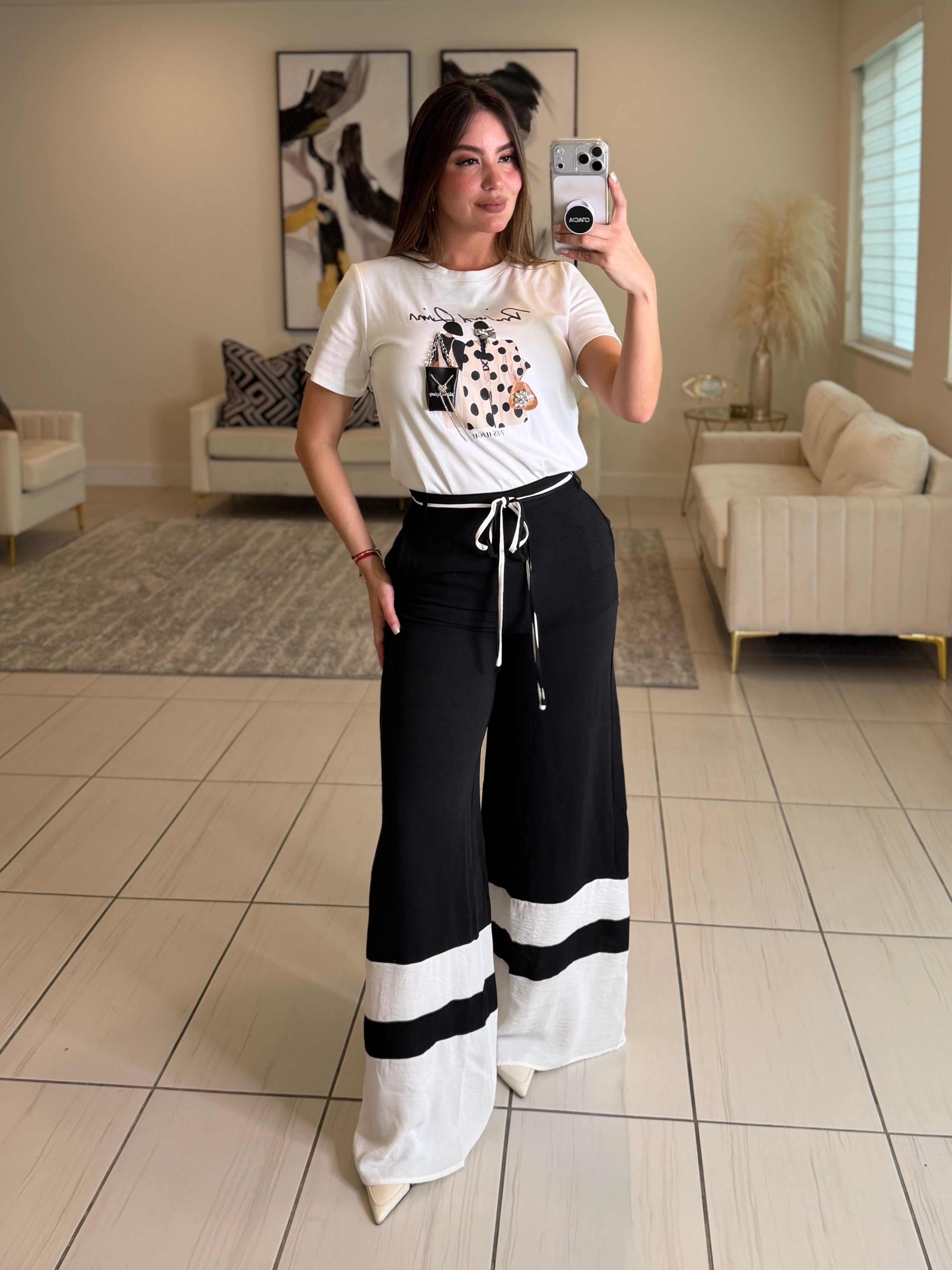Command Attention Black Palazzo Pants