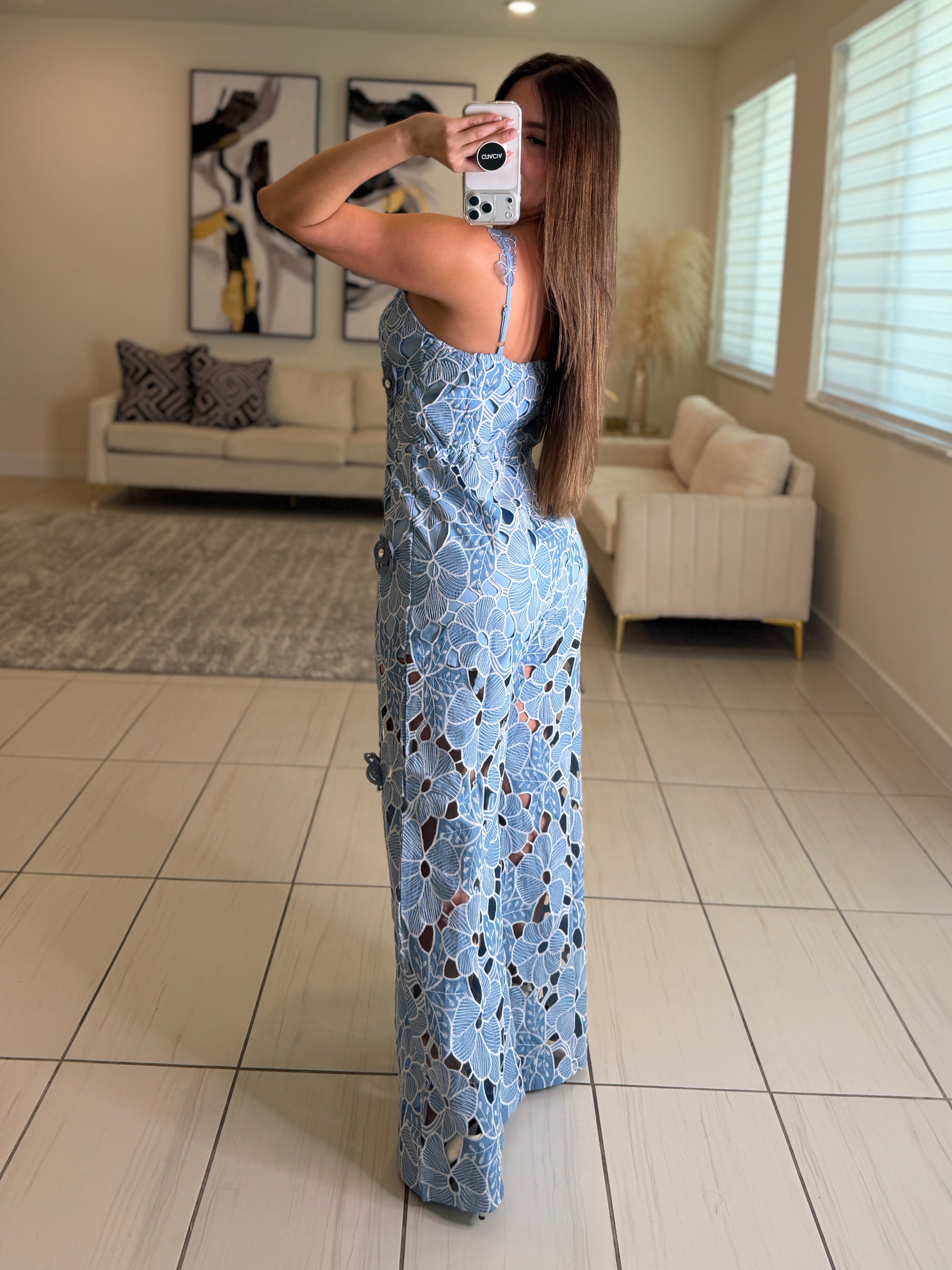 City Of Dreams Floral Blue Jumpsuit