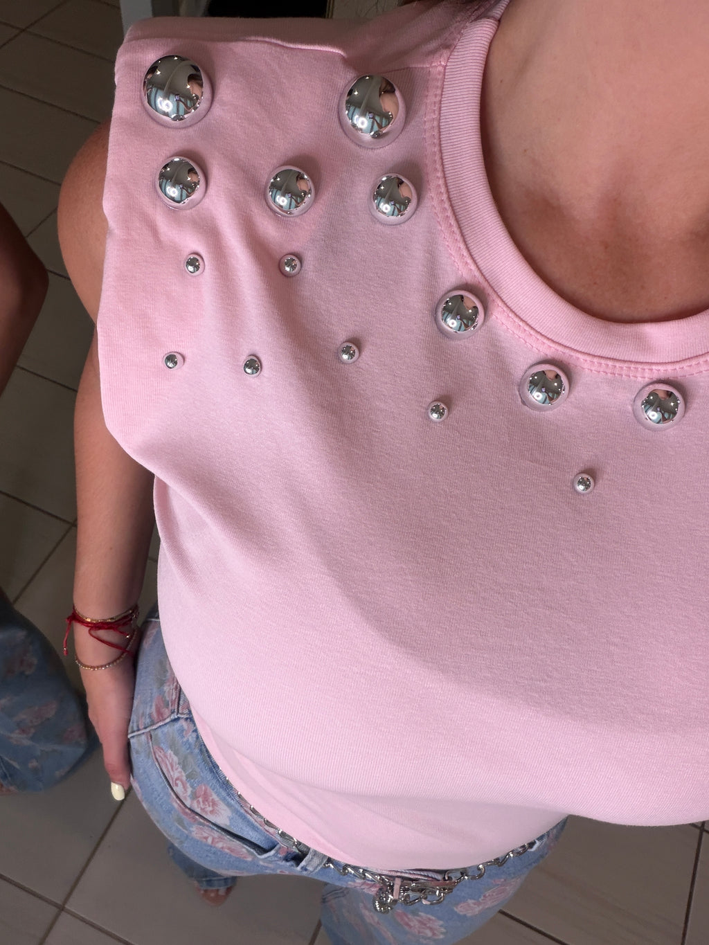 Amazing Shoulder Pads Pink Top