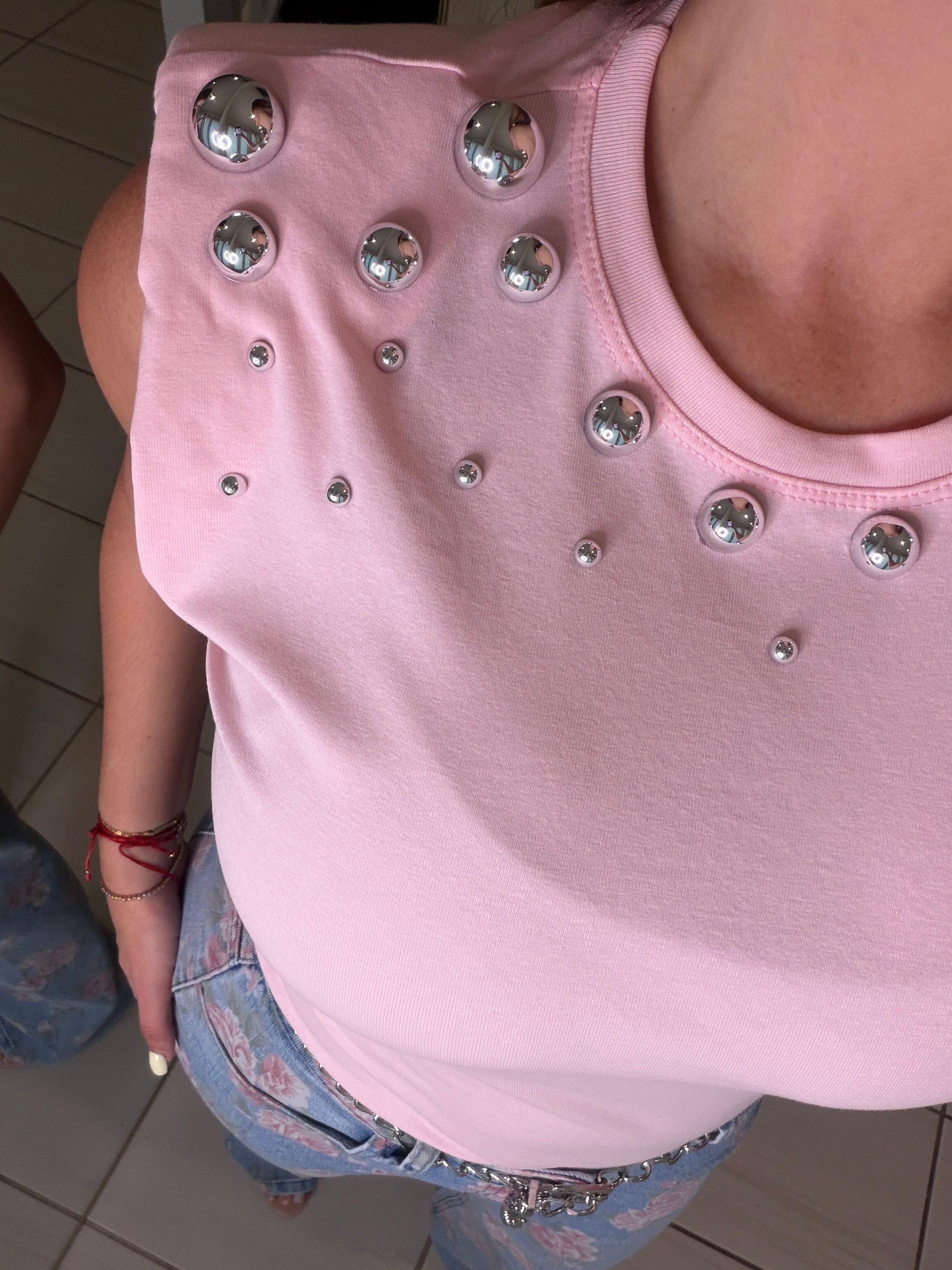 Amazing Shoulder Pads Pink Top