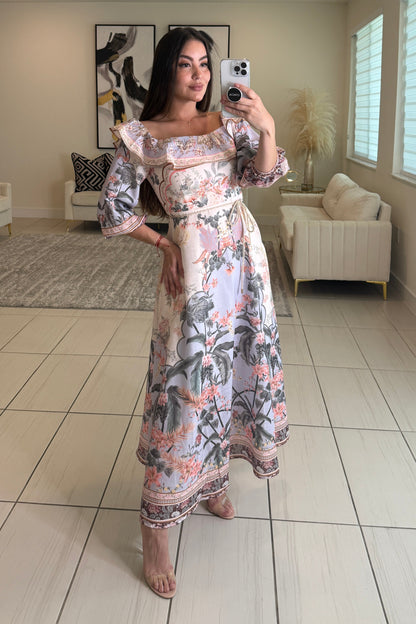 Meet At Sunset Floral Midi Dress