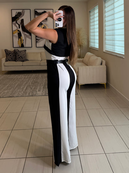 Power Lines Black and White Jumpsuit