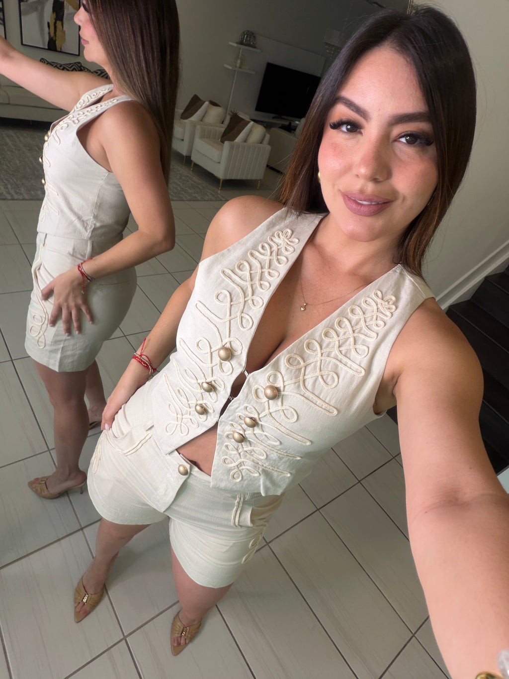 Napoleon Vibes Beige Shorts Set