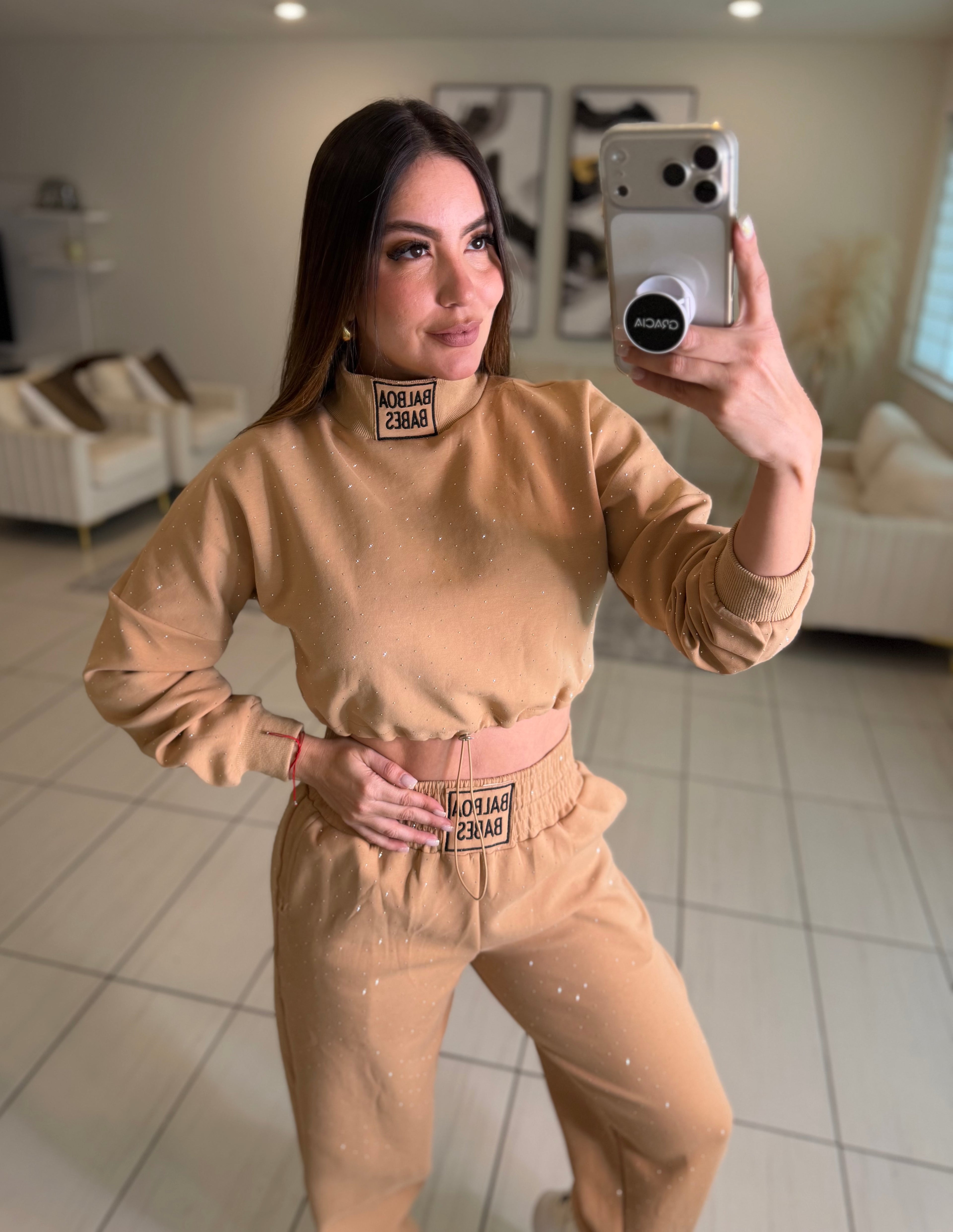 Midnight Rhinestone Mocha Set