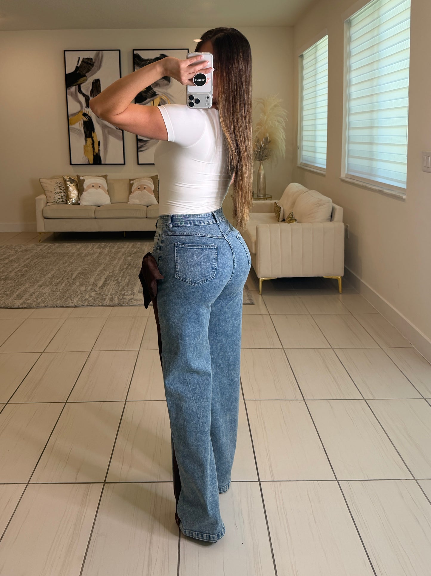 Opulent Bow Blue Denim Pants