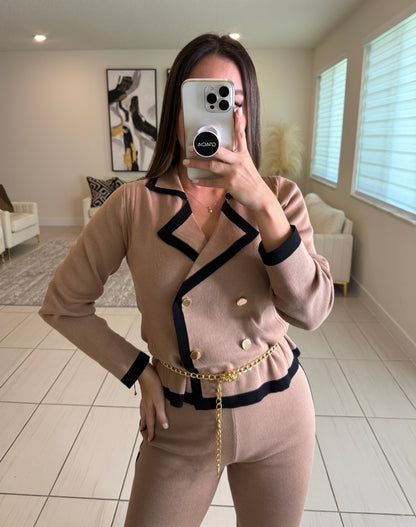 Instinctive Reign Mocha Knit Pant Set