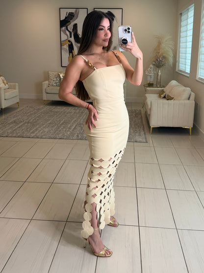 Chained Desire Beige Maxi Dress