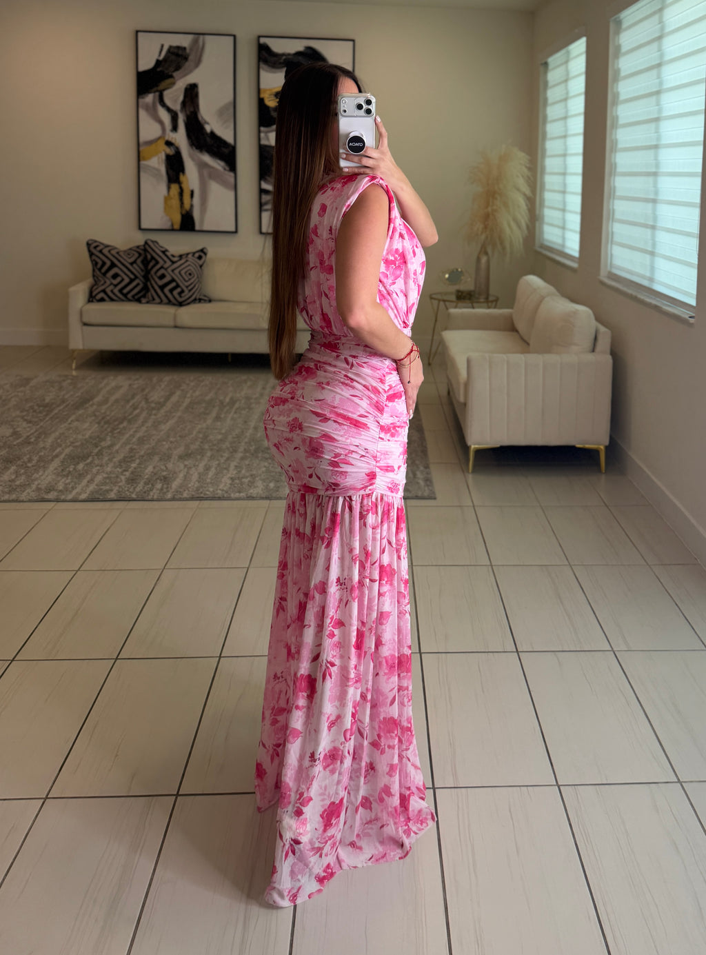 Poetic Floral Pink Maxi Dress