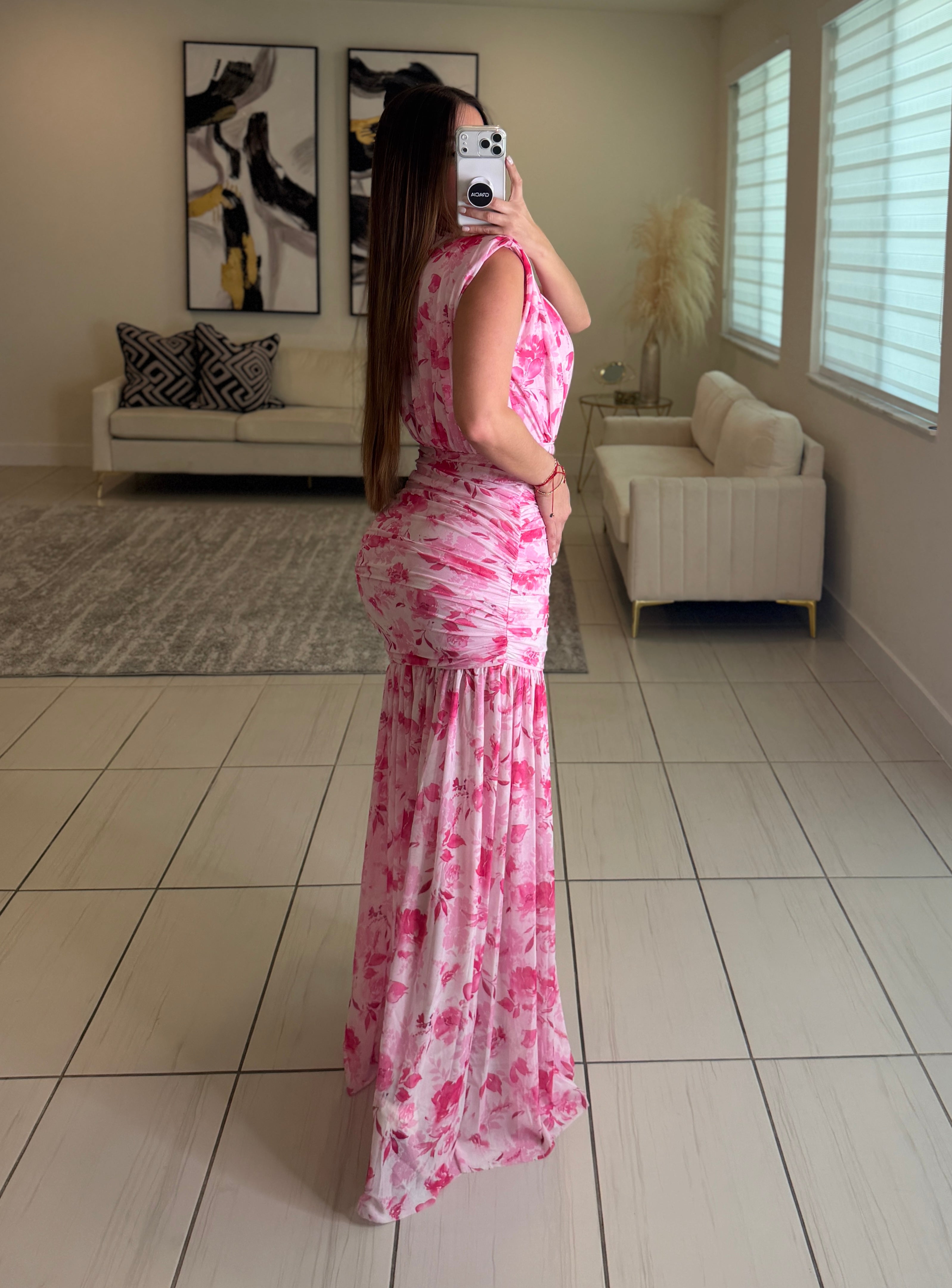 Poetic Floral Pink Maxi Dress