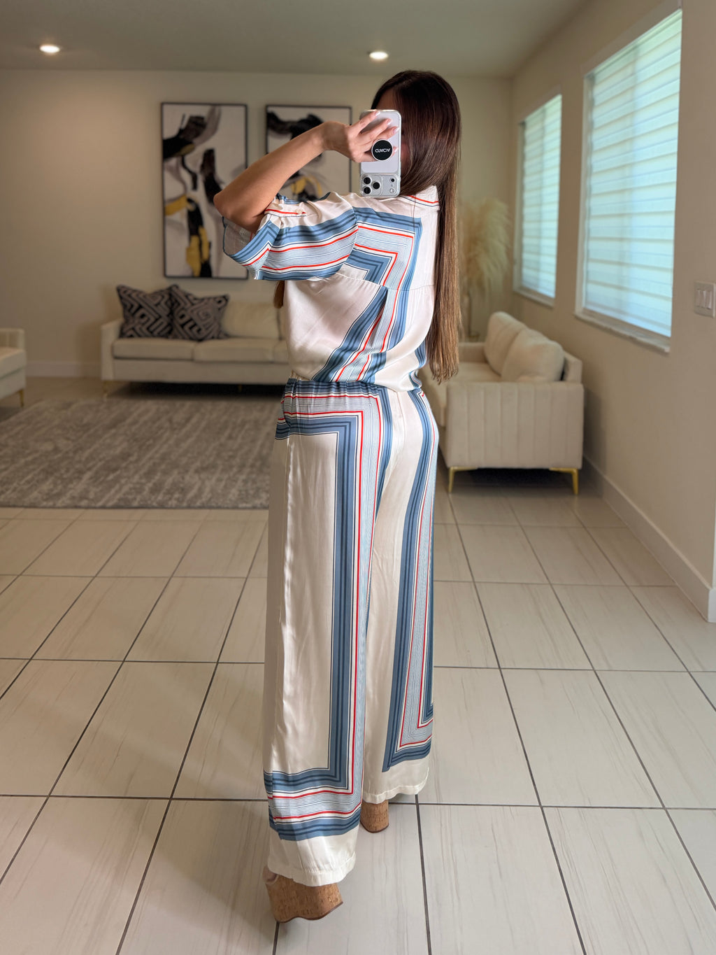 Marine Stripes Beige Pant Set