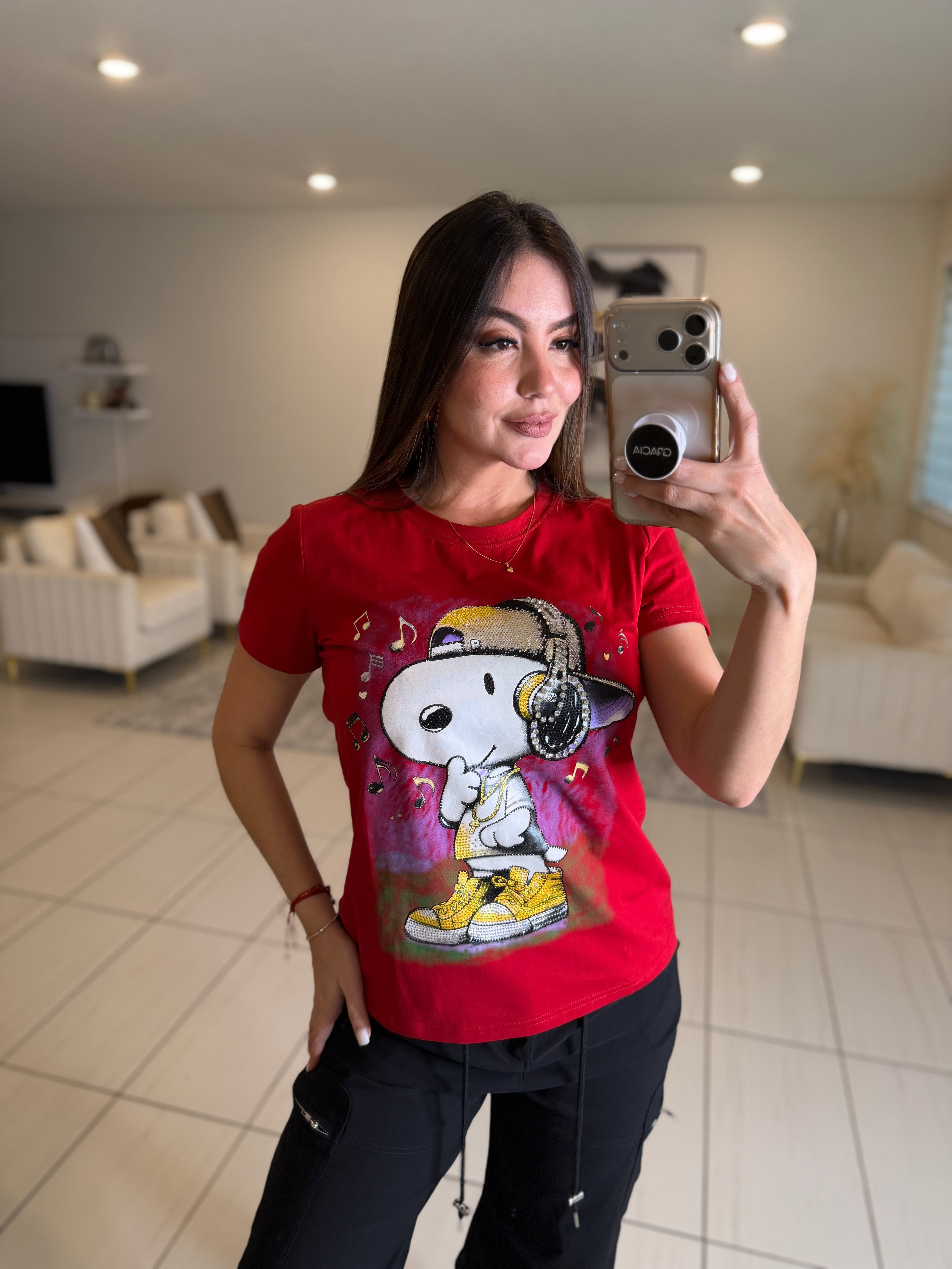 Funny Rhinestones Red Tshirt