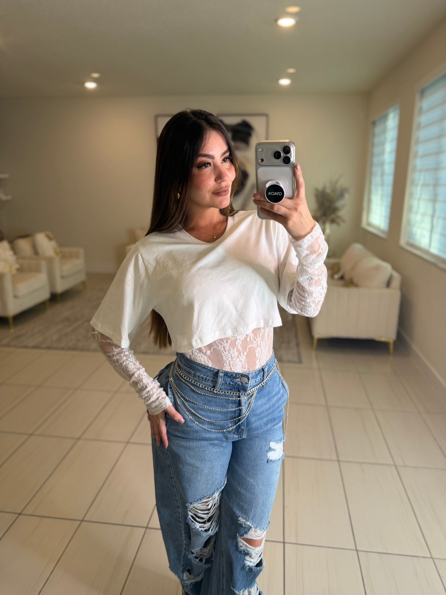 Luxe Instinct Lace White Bodysuit