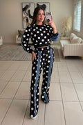 Polka Contrast Statement Black Pant Set