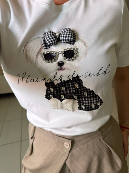 Cutest Charming Dog White Tshirt Top