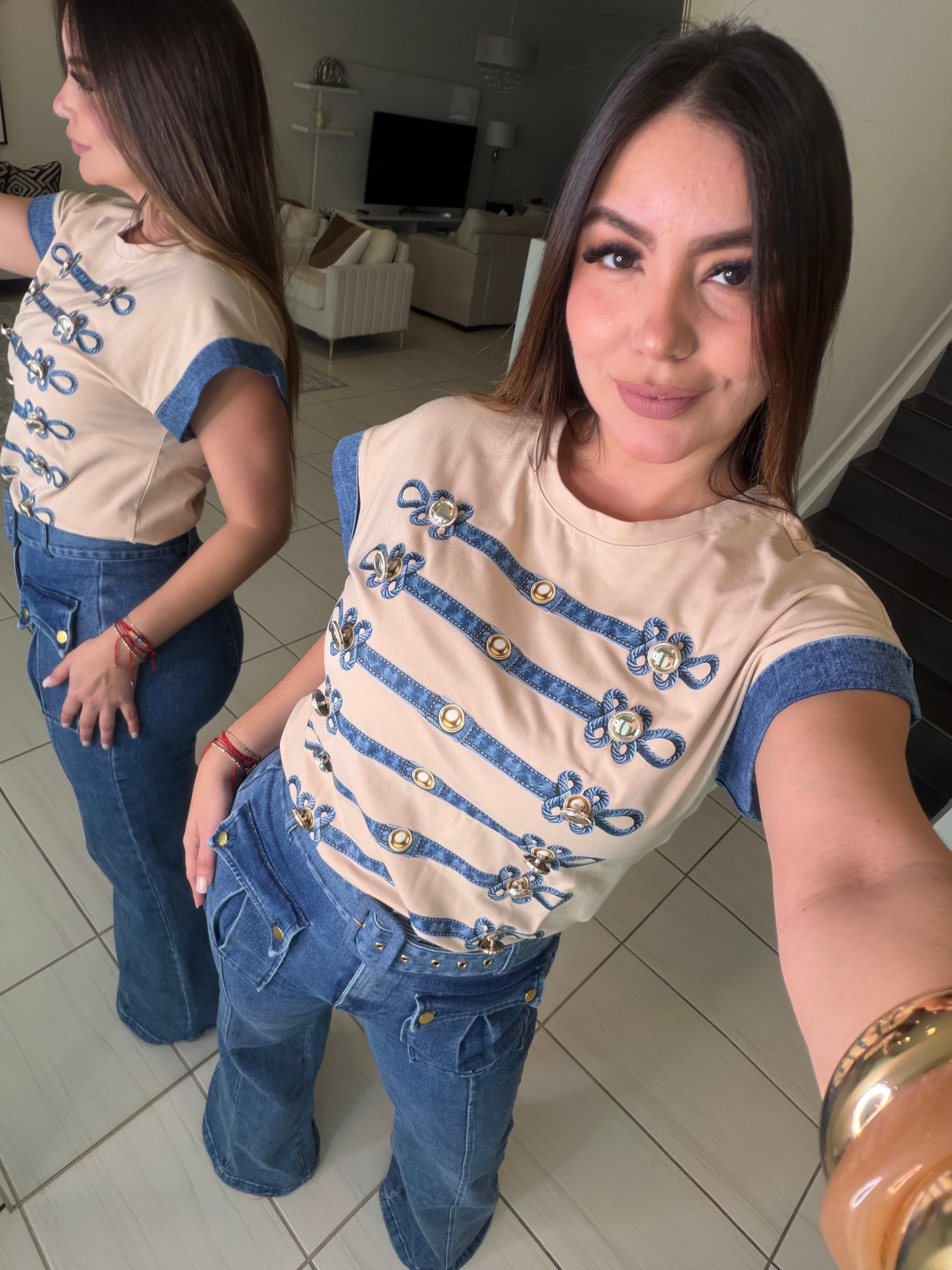 Napoleon Contrast Beige Top