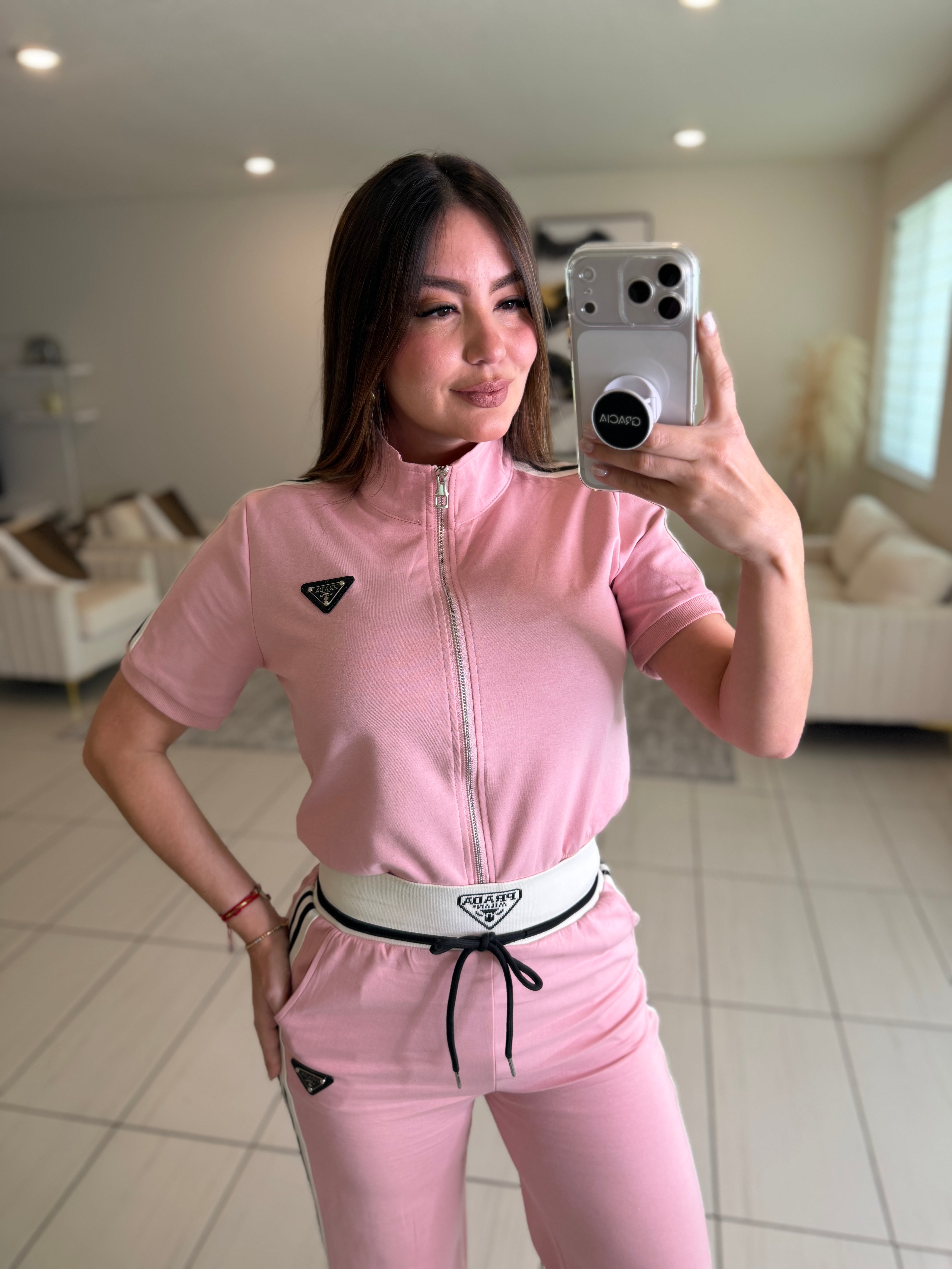 Iconic Structure Pink Pant Set