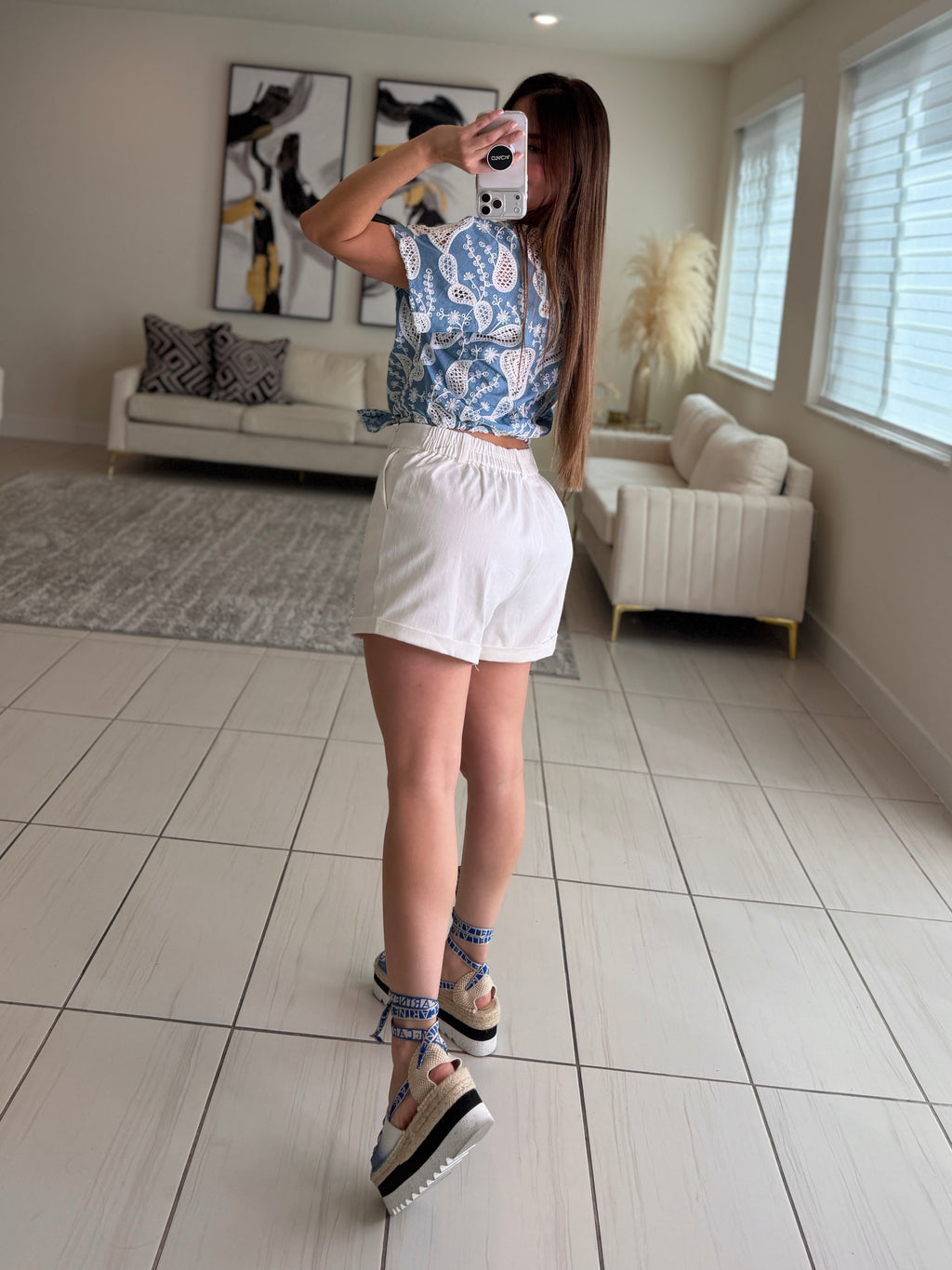 Regal Charm Eyelet Denim Top