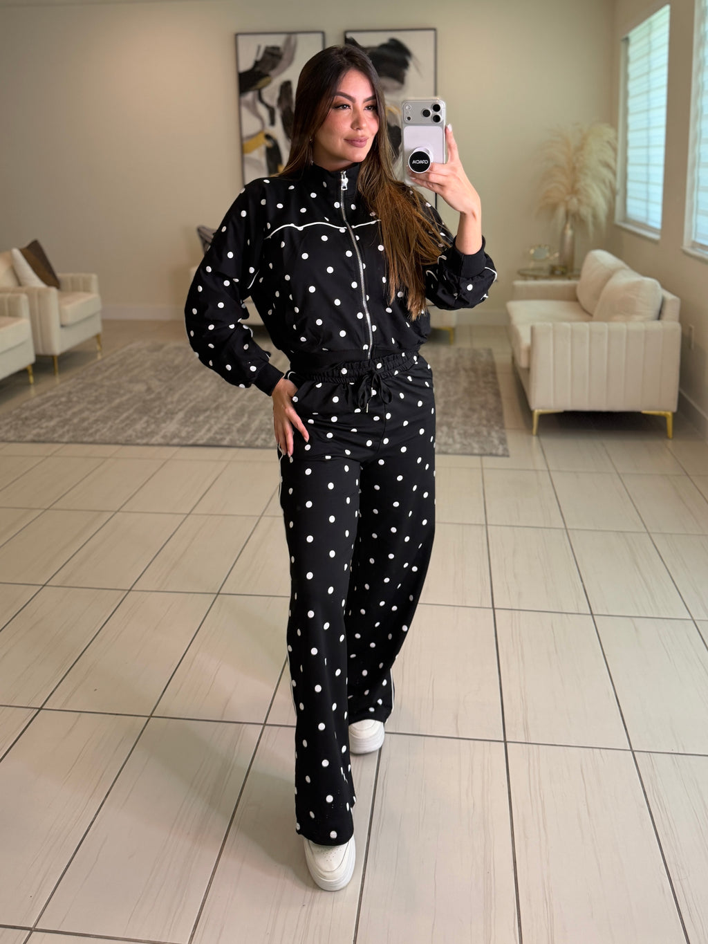 Divine Polka Dots Black Pant Set