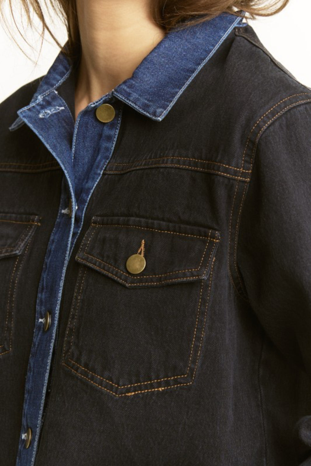 Iconic Contrast Black and Blue Denim Jacket