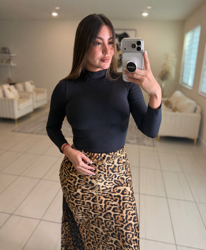 Iconic High Neck Black Basic Top