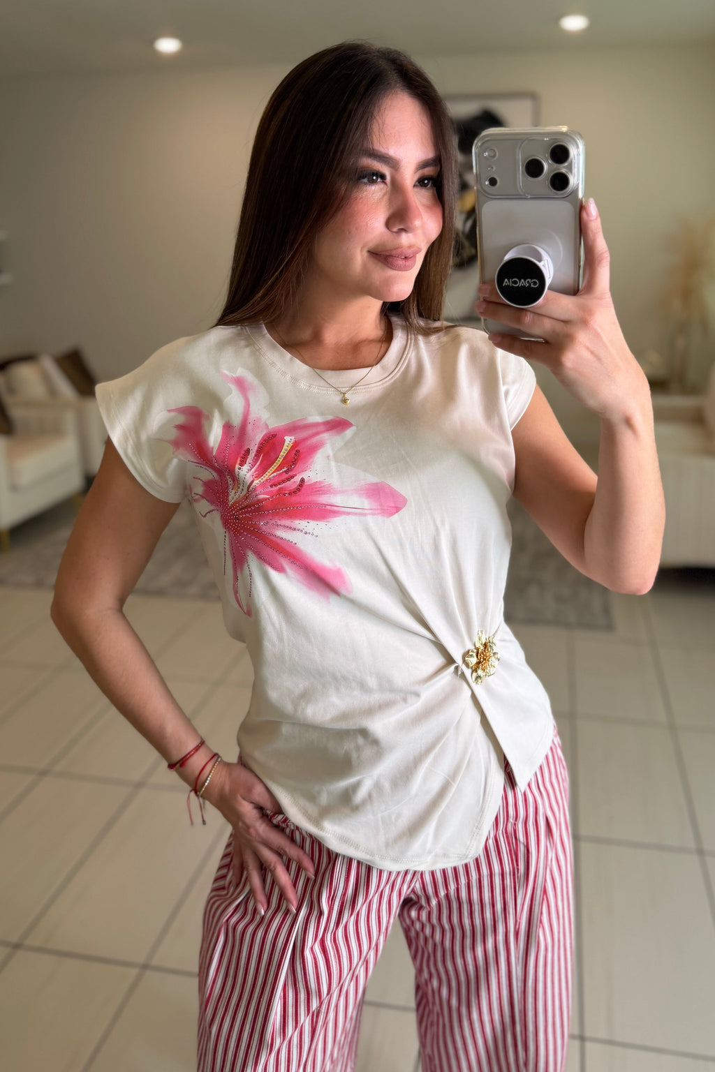 Sweetest Floral Beige Top