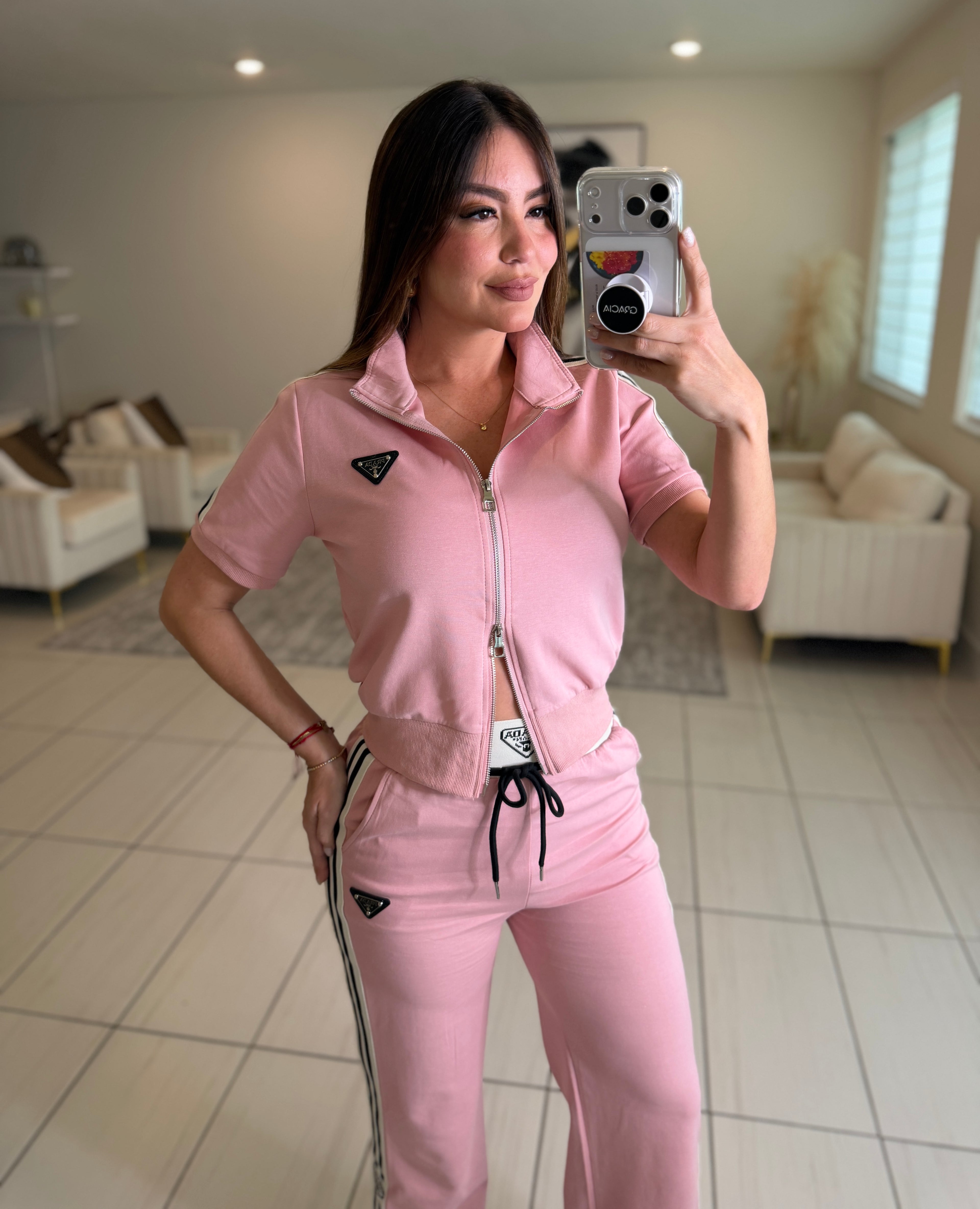 Iconic Structure Pink Pant Set