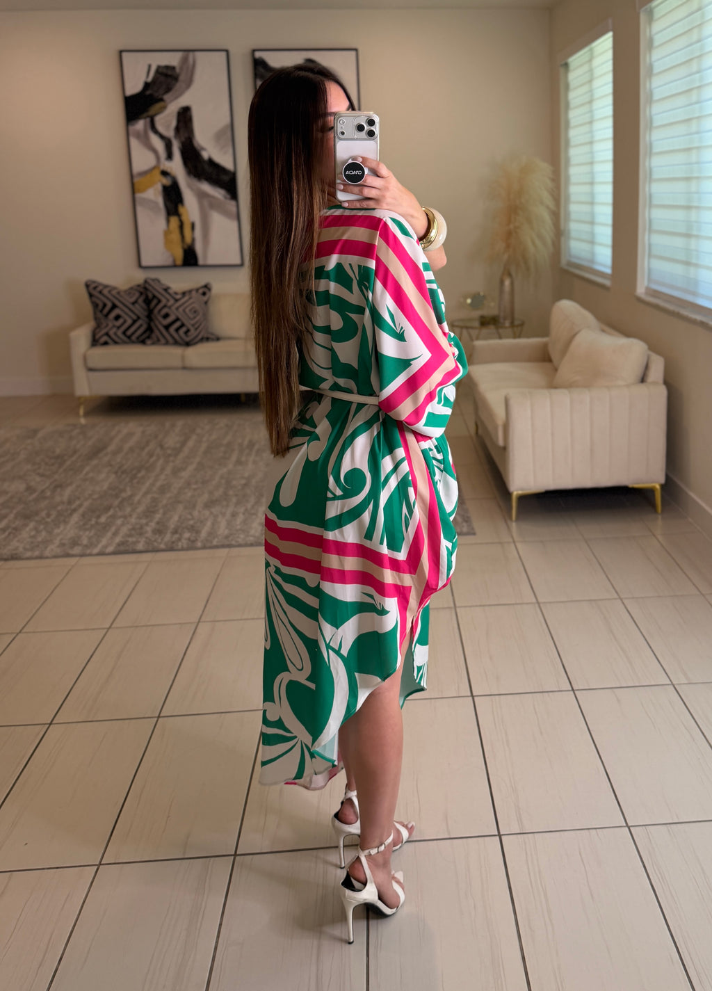 Whispered Romance Floral Green Dress