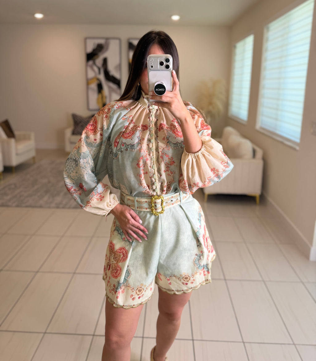 Daylight Floral Ramie Short Set