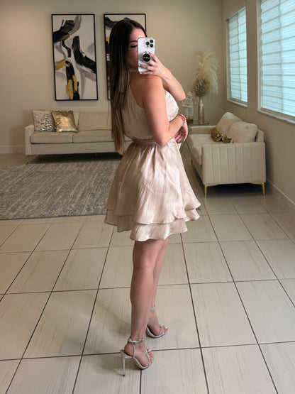 Noir Cascade Beige Dress