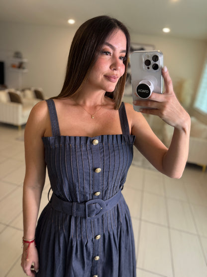 Enchanted Veil Denim Midi Dress