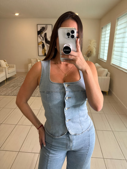 Modern Authority Light Denim Pant Set