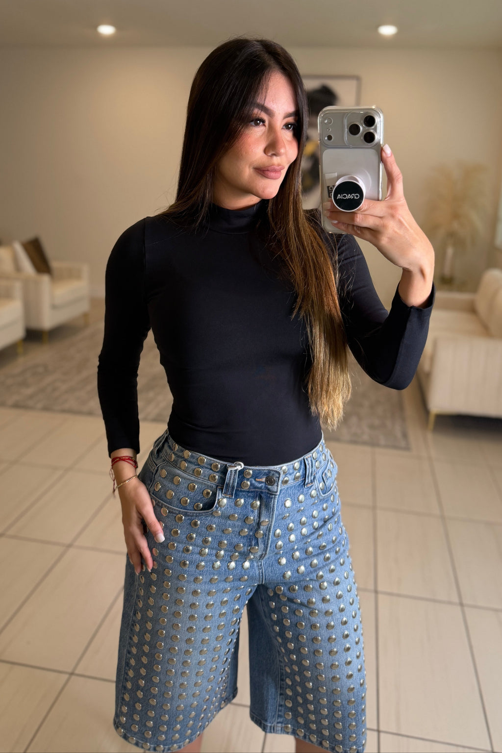 Iconic High Neck Black Basic Top