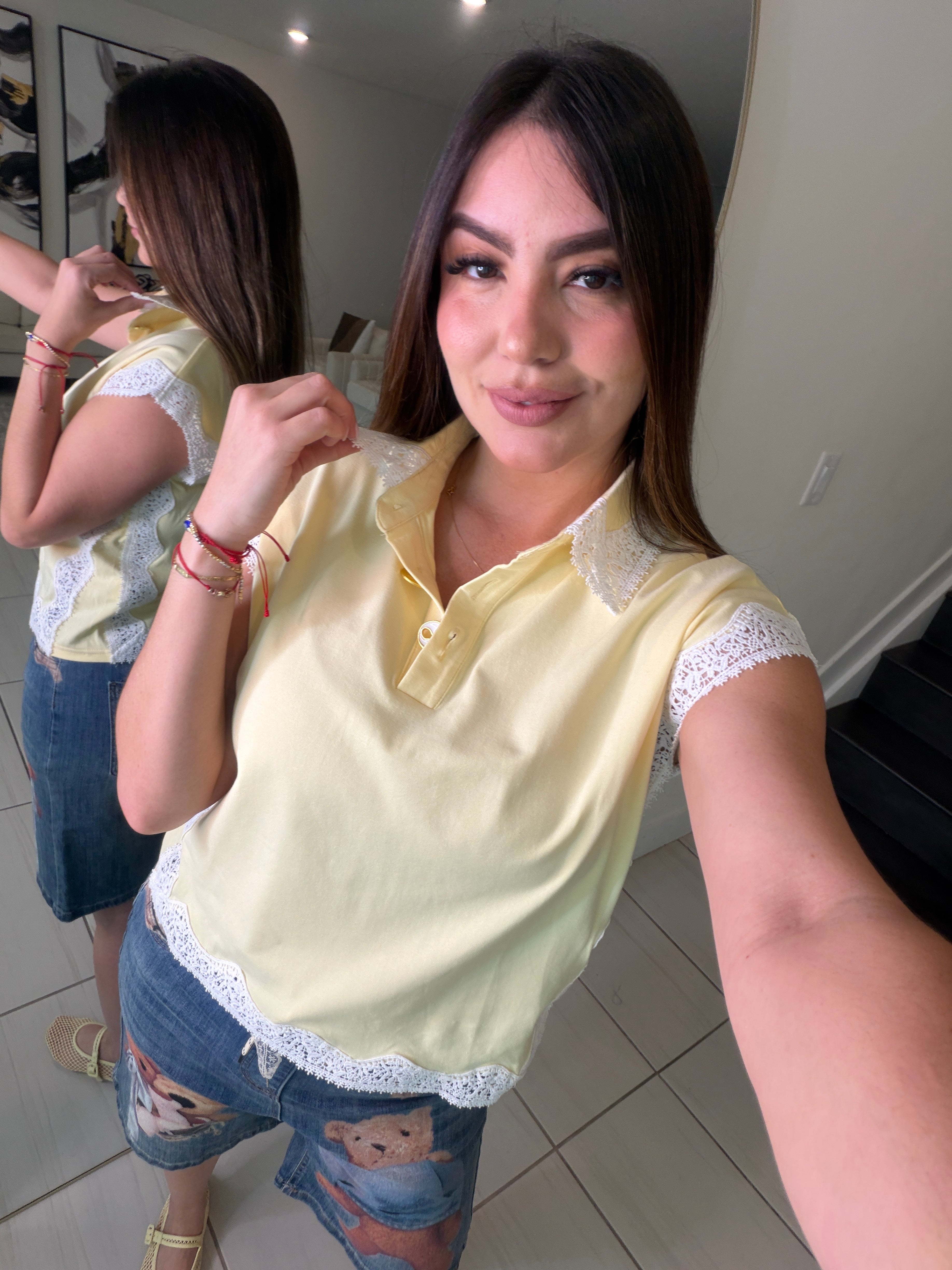 Charming Embroidery Yellow Top