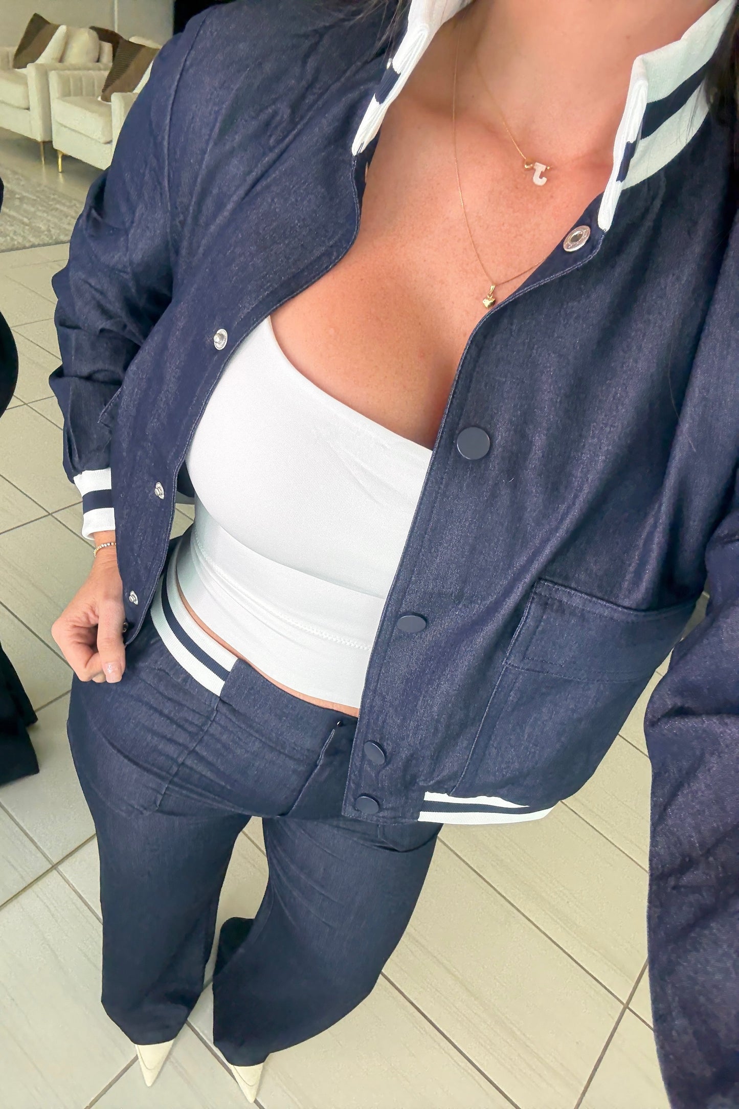 Linear Attraction Navy Blue Pant Set