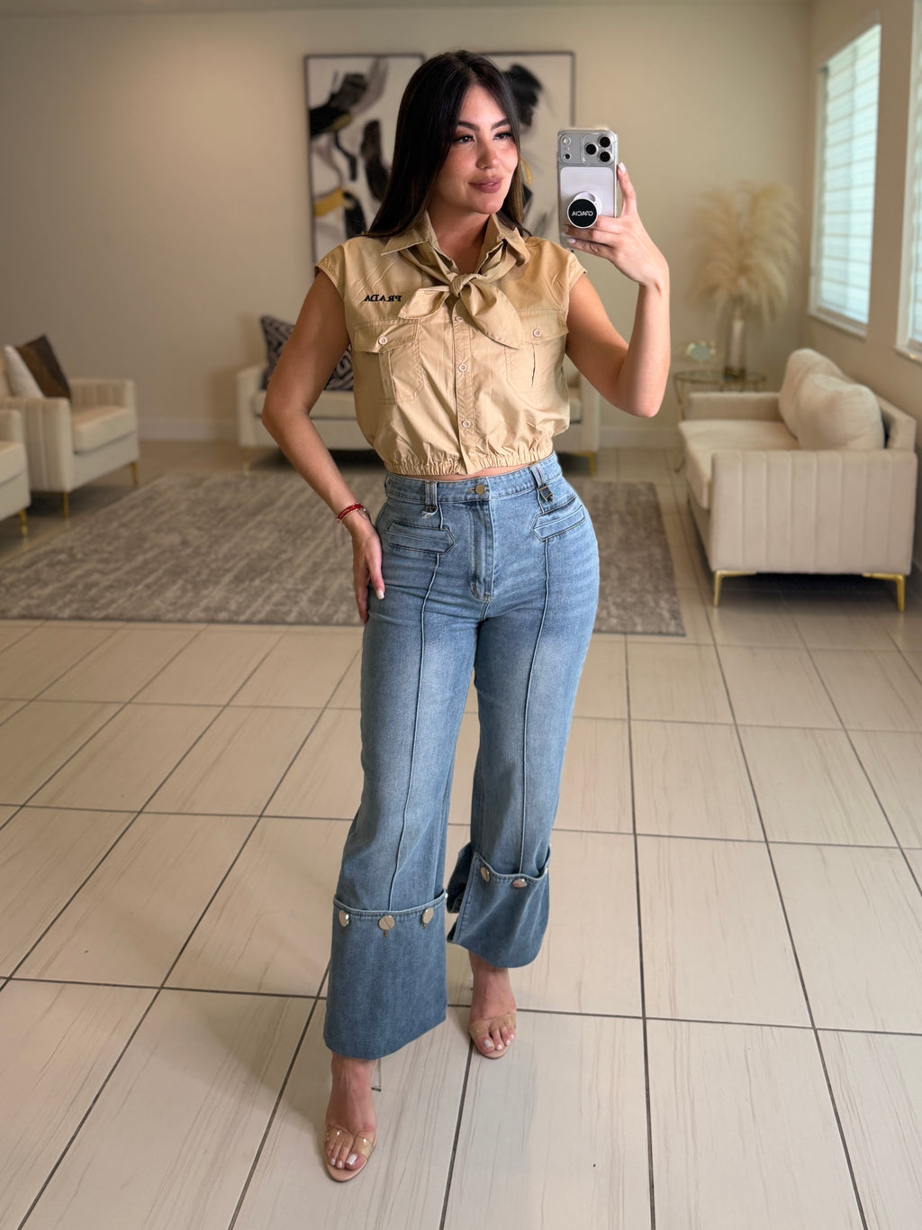 Iconic Muse Khaki Top