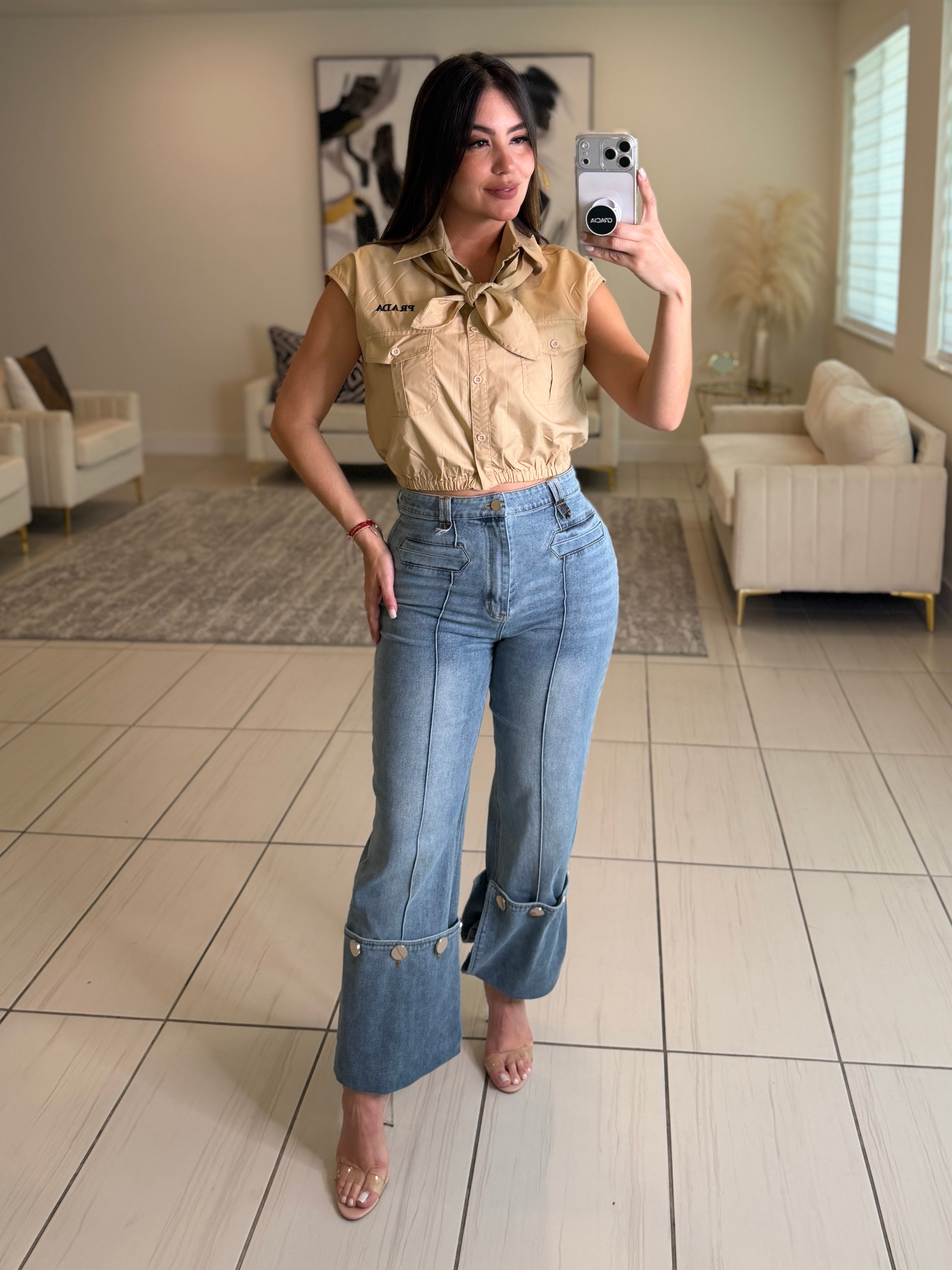 Iconic Muse Khaki Top