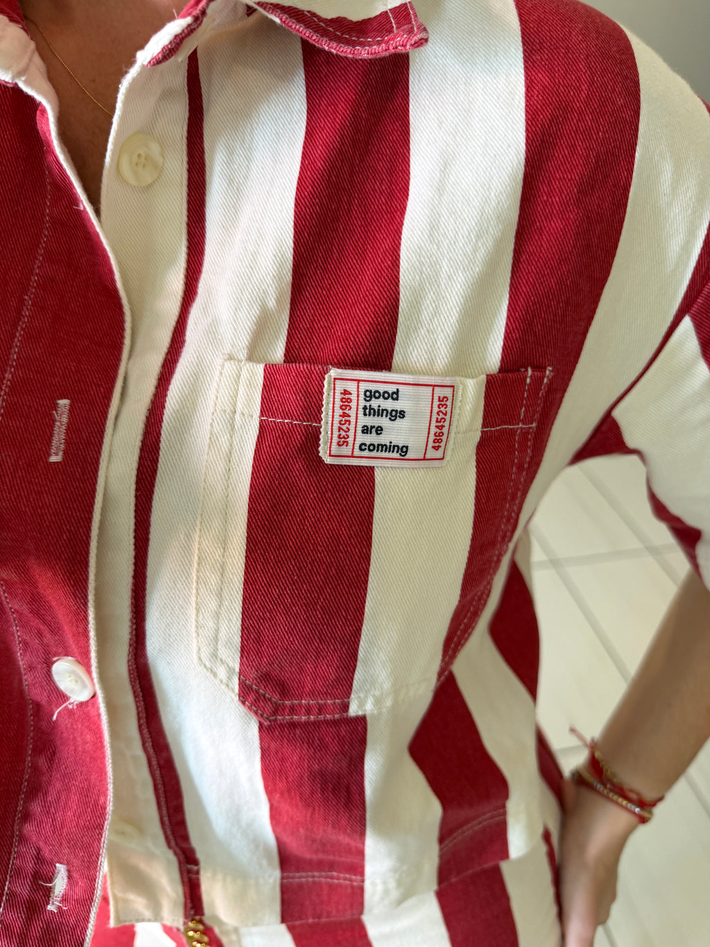 Divine Striped Red and Beige Set