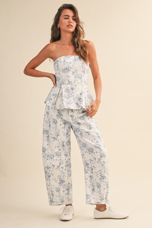 Twill Floral White Set