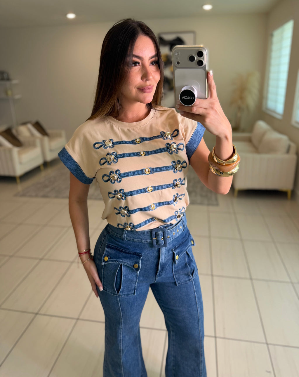 Napoleon Contrast Beige Top