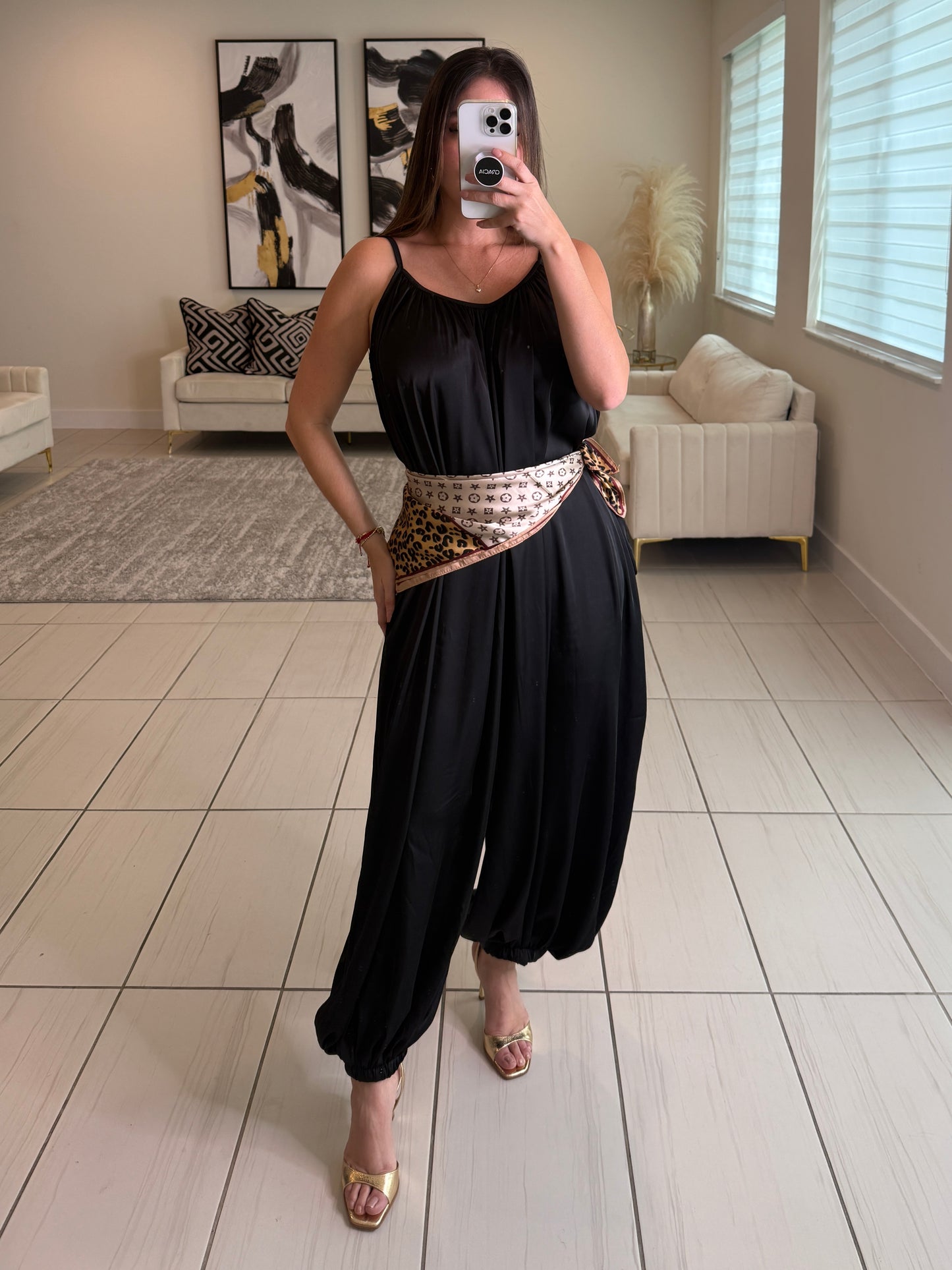 Effortless Essence Ruched Black Jumpsuit