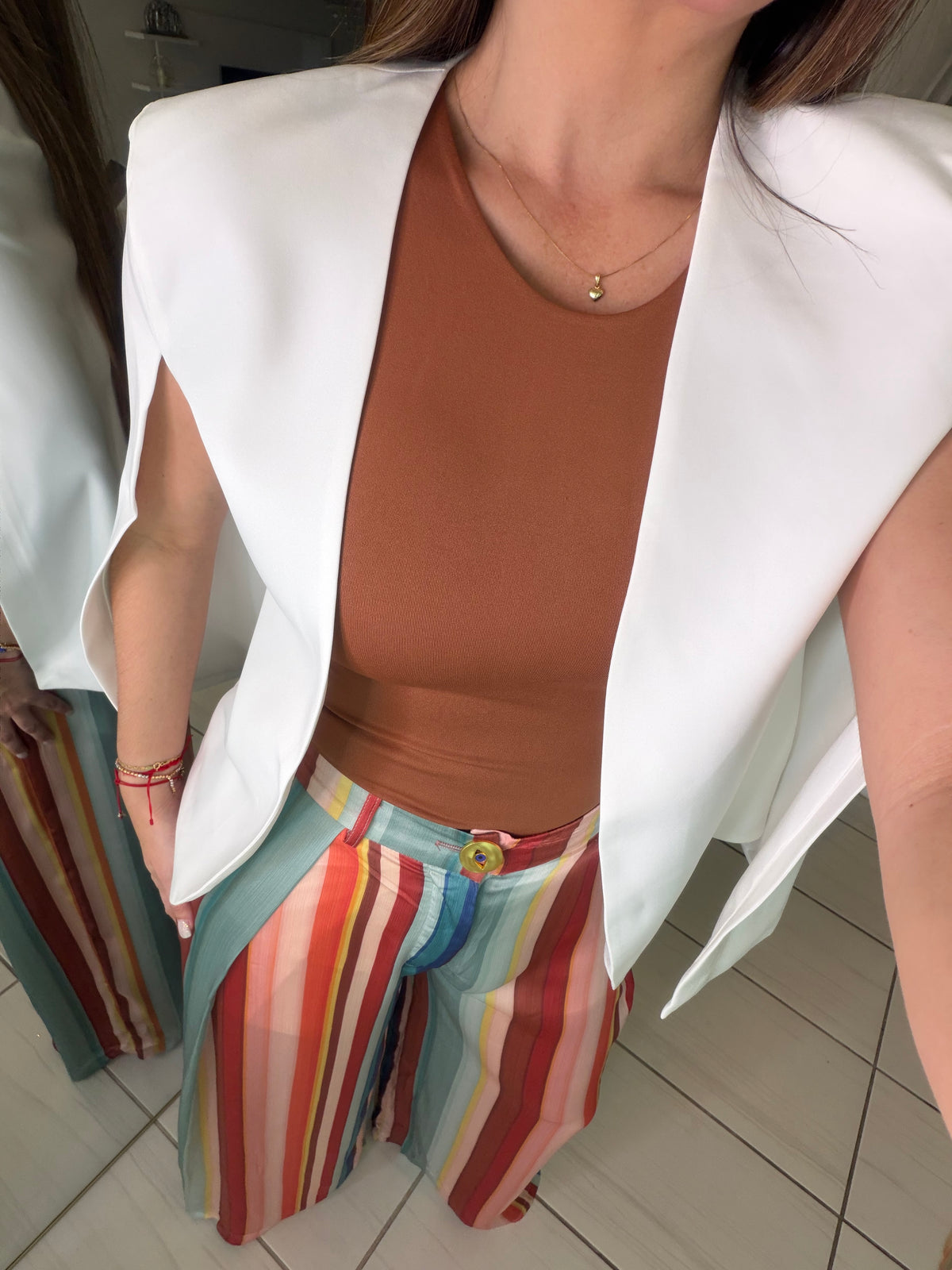 Cascading Cape White Blazer