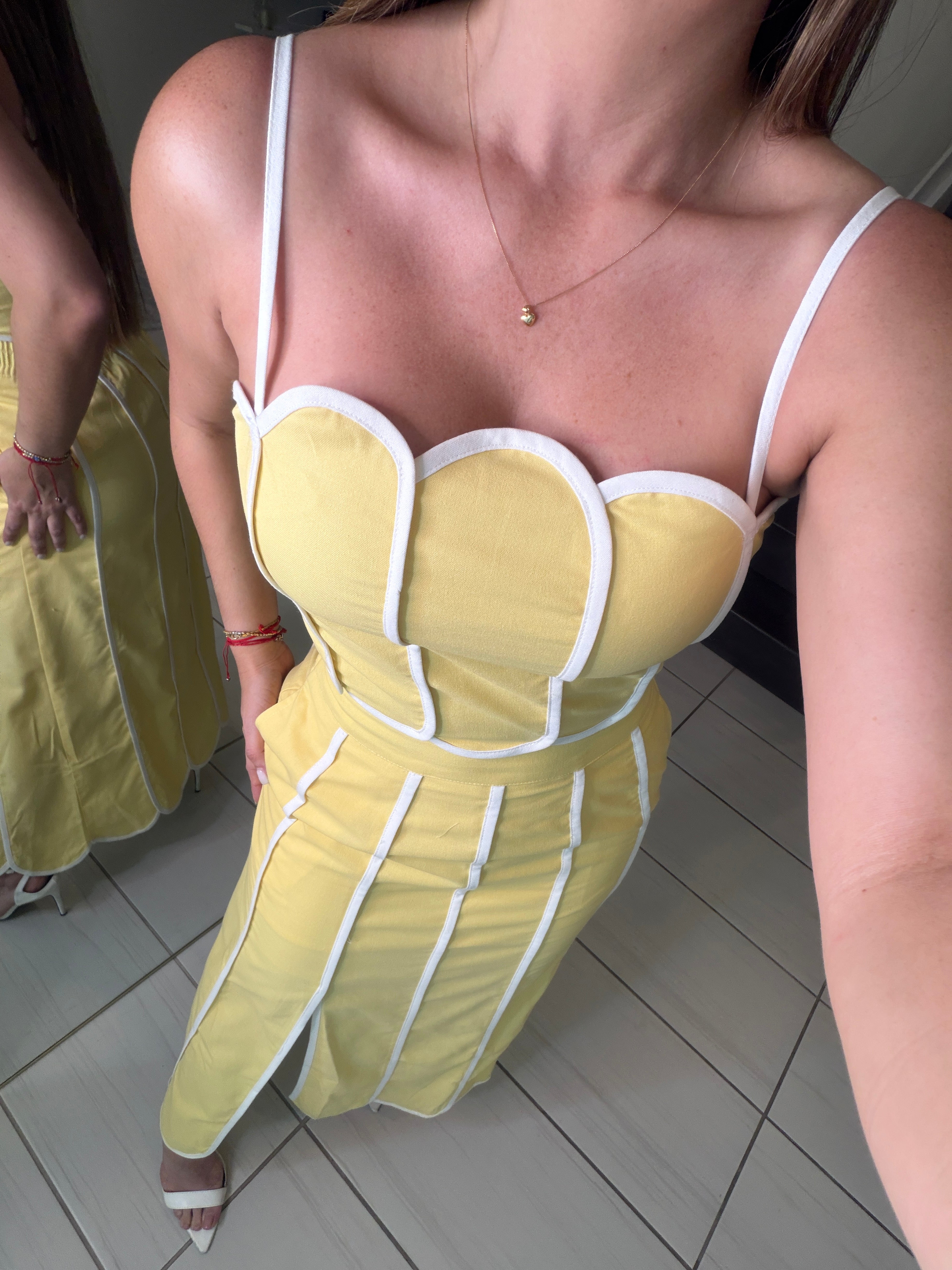 Delicate Clouds Yellow Skirt Set