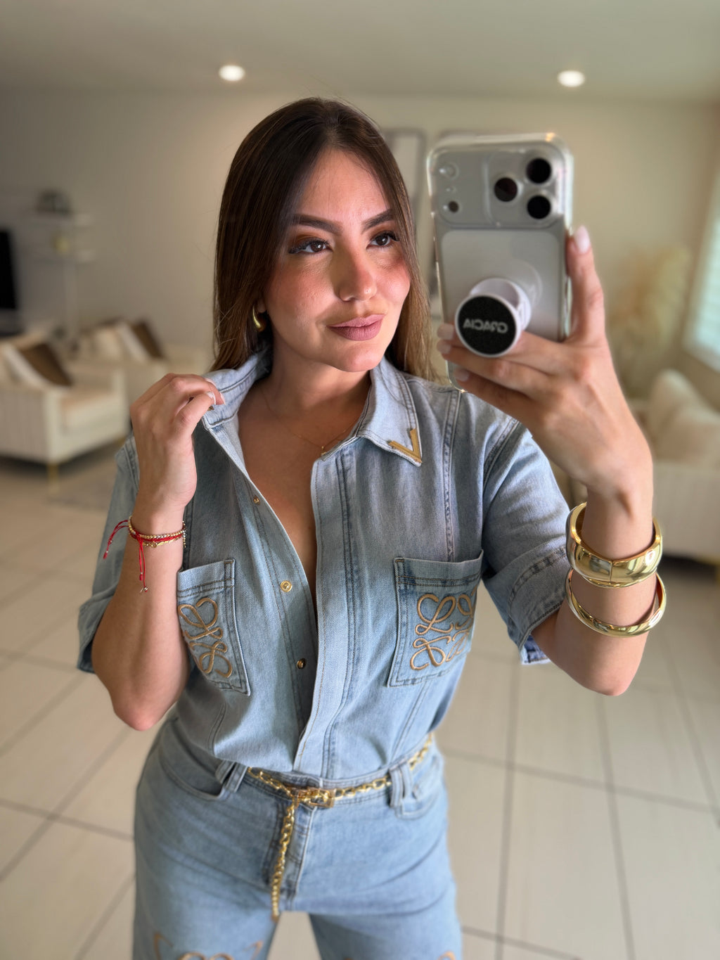 Iconic Light Denim Pant Set
